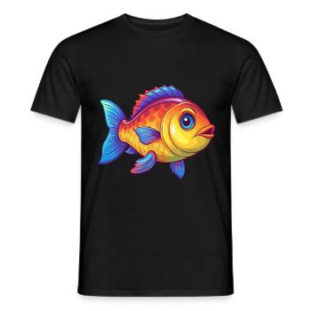 Fish Colorful Kawaii Cartoon Character Clipart - Men's T-Shirt - black - Front - AI Model Male 178 light (178cm)