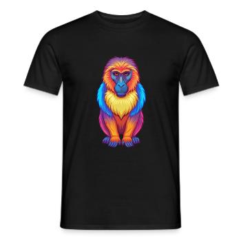 Babouin coloré Kawaii Dessin animé Personnage Clipart - T-shirt homme - noir - Devant - AI Model Male 178 light (178cm)