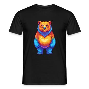 Bear Colorful Kawaii Cartoon Character Clipart - Men's T-Shirt - black - Front - AI Model Male 178 light (178cm)