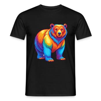 Bear Colorful Kawaii Cartoon Character Clipart - Men's T-Shirt - black - Front - AI Model Male 178 light (178cm)