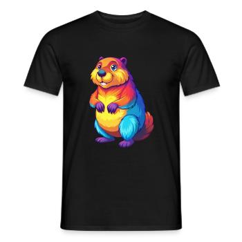 Biber Bunte Kawaii Cartoon Figur Clipart - Männer T-Shirt - Schwarz - Vorne - AI Model Male 178 light (178cm)