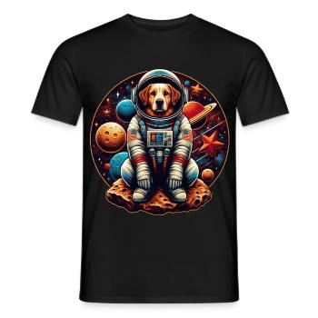 Space Pup Adventure: Astronaut Dog in der Galaxis - Männer T-Shirt - Schwarz - Vorne - AI Model Male 178 light (178cm)