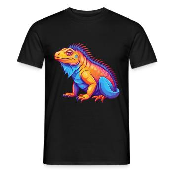 Iguana Colorful Kawaii Cartoon Character Clipart - Men's T-Shirt - black - Front - AI Model Male 178 light (178cm)