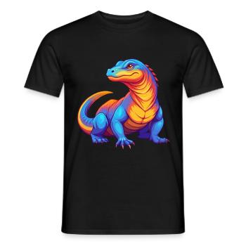Komodo Dragon Colorful Kawaii Cartoon Character - Men's T-Shirt - black - Front - AI Model Male 178 light (178cm)