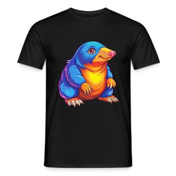 Mole Colorful Kawaii Cartoon Character Clipart - Men's T-Shirt - black - Front - AI Model Male 178 light (178cm)
