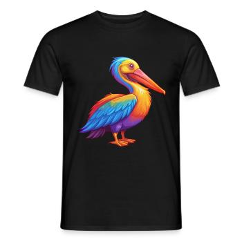 Pélican coloré Kawaii Dessin animé Clipart - T-shirt homme - noir - Devant - AI Model Male 178 light (178cm)