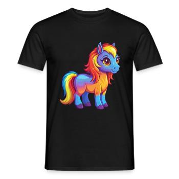 Pony Bunte Kawaii Cartoon Figur Clipart - Männer T-Shirt - Schwarz - Vorne - AI Model Male 178 light (178cm)