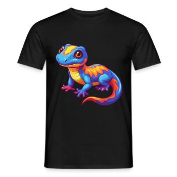 Salamander Bunte Kawaii Zeichentrickfigur - Männer T-Shirt - Schwarz - Vorne - AI Model Male 178 light (178cm)