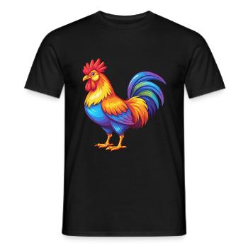 Hahn Bunte Kawaii Cartoon Figur Clipart - Männer T-Shirt - Schwarz - Vorne - AI Model Male 178 light (178cm)