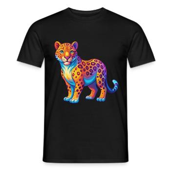 Leopard Colorful Kawaii Cartoon Character Clipart - Men's T-Shirt - black - Front - AI Model Male 178 light (178cm)