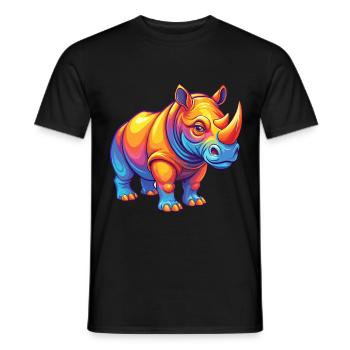 Rhino Colorful Kawaii Cartoon Character Clipart - Men's T-Shirt - black - Front - AI Model Male 178 light (178cm)