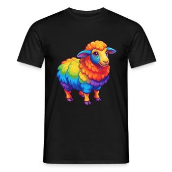 Schaf Bunte Kawaii Cartoon Figur Clipart - Männer T-Shirt - Schwarz - Vorne - AI Model Male 178 light (178cm)