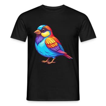 Moineau coloré Kawaii Dessin animé Personnage Clipart - T-shirt homme - noir - Devant - AI Model Male 178 light (178cm)