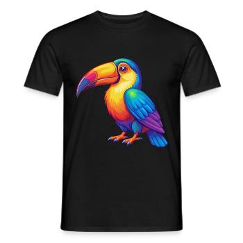 Toucan Colorful Kawaii Cartoon Character Clipart - Men's T-Shirt - black - Front - AI Model Male 178 light (178cm)