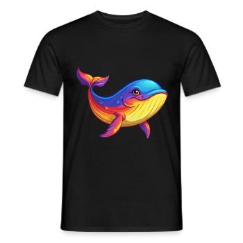 Wal Bunte Kawaii Cartoon Figur Clipart - Männer T-Shirt - Schwarz - Vorne - AI Model Male 178 light (178cm)