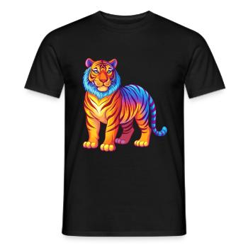 tigre coloré kawaii dessin animé personnage clipart - T-shirt homme - noir - Devant - AI Model Male 178 light (178cm)