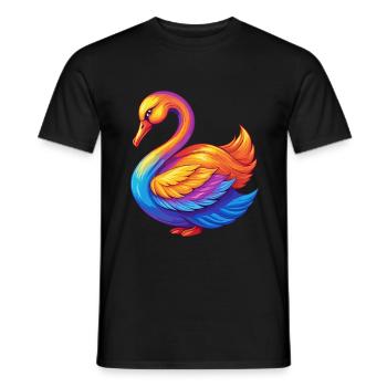 cygne coloré kawaii personnage de dessin animé clipart - T-shirt homme - noir - Devant - AI Model Male 178 light (178cm)
