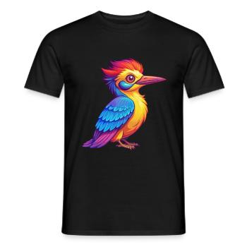 Woodpecker Colorful Kawaii Cartoon Character - Men's T-Shirt - black - Front - AI Model Male 178 light (178cm)