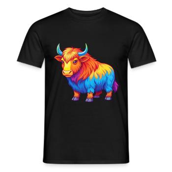 Yak Colorful Kawaii Cartoon Character Clipart - Men's T-Shirt - black - Front - AI Model Male 178 light (178cm)