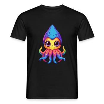 Squid Colorful Kawaii Cartoon Character Clipart - Men's T-Shirt - black - Front - AI Model Male 178 light (178cm)