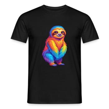 Faultier Bunte Kawaii Cartoon Figur Clipart - Männer T-Shirt - Schwarz - Vorne - AI Model Male 178 light (178cm)