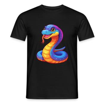 Snake Colorful Kawaii Cartoon Character Clipart - Men's T-Shirt - black - Front - AI Model Male 178 light (178cm)
