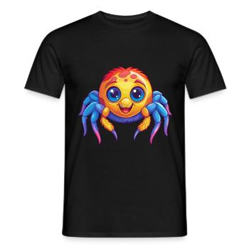 araignée coloré Kawaii personnage de dessin animé Clipart - T-shirt homme - noir - Devant - AI Model Male 178 light (178cm)