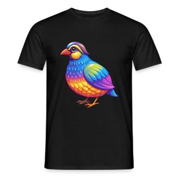 perdrix coloré Kawaii dessin animé personnage animal - T-shirt homme - noir - Devant - AI Model Male 178 light (178cm)