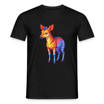 Okapi coloré Kawaii dessin animé Personnage Clipart - T-shirt homme - noir - Devant - AI Model Male 178 light (178cm)