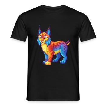 Lynx Colorful Kawaii Cartoon Character Clipart - Men's T-Shirt - black - Front - AI Model Male 178 light (178cm)
