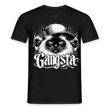 Heilige Birma Katze Birmakatze Trio Gangsta Gesche - Männer T-Shirt - Schwarz - Vorne - AI Model Male 178 light (178cm)