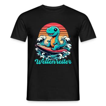 Mignon T-Rex Surfer Surfer Cadeau de surf - T-shirt homme - noir - Devant - AI Model Male 178 light (178cm)