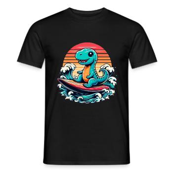 Mignon T-Rex Surfer Surfer Surfer Surfer Cadeau de surf - T-shirt homme - noir - Devant - AI Model Male 178 light (178cm)