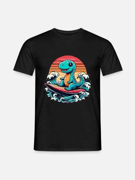Leuke T-Rex Surfer Surfer Surfer Surfen Gift - Heren T-shirt - zwart