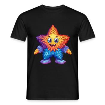 Plume étoile coloré Kawaii dessin animé Animal marin - T-shirt homme - noir - Devant - AI Model Male 178 light (178cm)