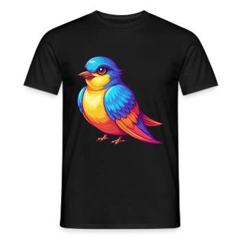 Schwalbe Bunte Kawaii Cartoon Figur Vogel - Männer T-Shirt - Schwarz - Vorne - AI Model Male 178 light (178cm)