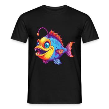 Anglerfisch Buntes Kawaii Cartoon Meerestier - Männer T-Shirt - Schwarz - Vorne - AI Model Male 178 light (178cm)