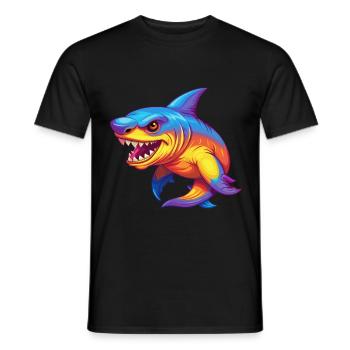 Goblin Shark Colorful Kawaii Cartoon Sea Animal - Men's T-Shirt - black - Front - AI Model Male 178 light (178cm)