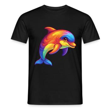 Porpoise Colorful Kawaii Cartoon Sea Animal - Men's T-Shirt - black - Front - AI Model Male 178 light (178cm)