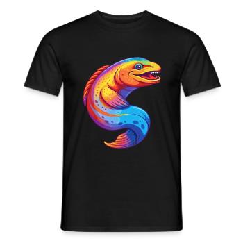 Moray Eel Colorful Kawaii Cartoon Sea Animal - Men's T-Shirt - black - Front - AI Model Male 178 light (178cm)