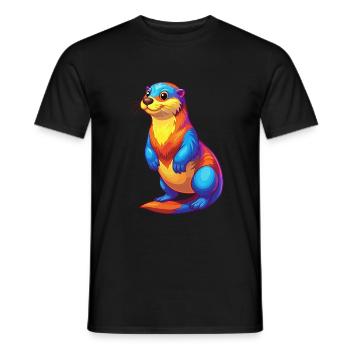 Sea Otter Colorful Kawaii Cartoon Sea Animal - Men's T-Shirt - black - Front - AI Model Male 178 light (178cm)