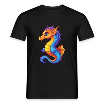 Sea Dragon Colorful Kawaii Cartoon Sea Animal - Men's T-Shirt - black - Front - AI Model Male 178 light (178cm)