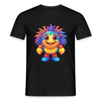 Sea Anemone Colorful Kawaii Cartoon Sea Animal - Men's T-Shirt - black - Front - AI Model Male 178 light (178cm)