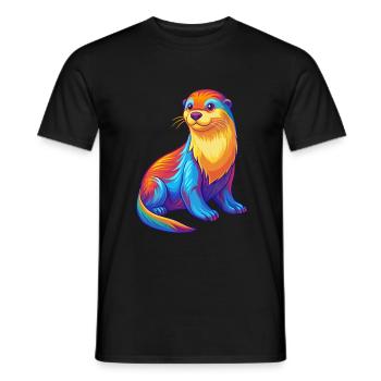 Sea Otter Colorful Kawaii Cartoon Sea Animal - Men's T-Shirt - black - Front - AI Model Male 178 light (178cm)
