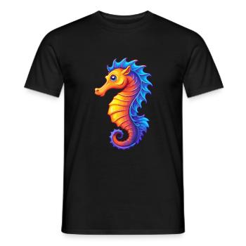 Seepferdchen Buntes Kawaii Cartoon Meerestier - Männer T-Shirt - Schwarz - Vorne - AI Model Male 178 light (178cm)