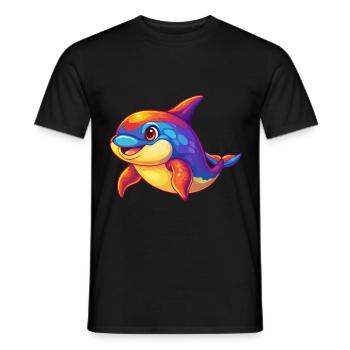 Orca Colorful Kawaii Cartoon Sea Animal - Men's T-Shirt - black - Front - AI Model Male 178 light (178cm)