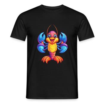 homard coloré kawaii dessin animé animal marin - T-shirt homme - noir - Devant - AI Model Male 178 light (178cm)