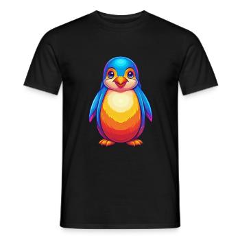 Penguin Colorful Kawaii Cartoon Sea Animal - Men's T-Shirt - black - Front - AI Model Male 178 light (178cm)