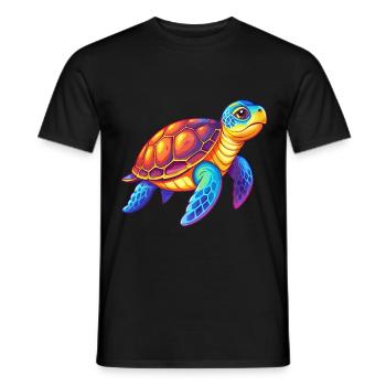 Tortue imbriquée Coloré Kawaii Dessin animé Clipart - T-shirt homme - noir - Devant - AI Model Male 178 light (178cm)