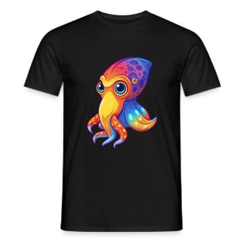 Bobtail Squid Colorful Kawaii Cartoon Sea Animal - Men's T-Shirt - black - Front - AI Model Male 178 light (178cm)